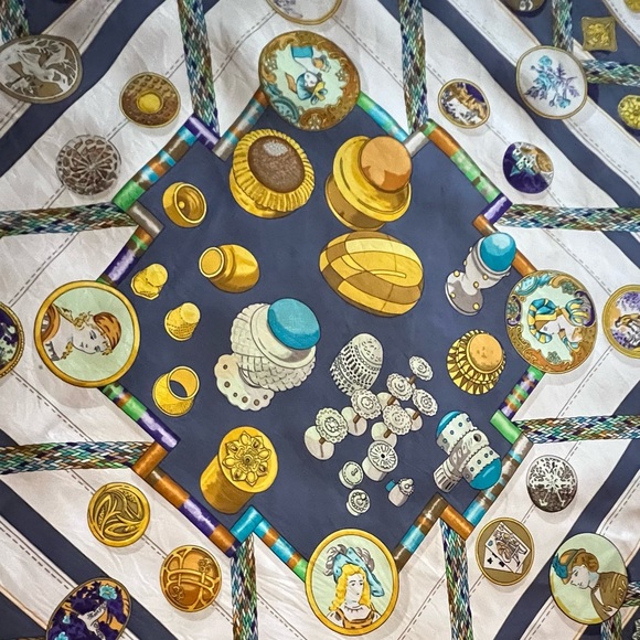 Hermès Multicolor Silk ‘Petit Main’.  By Caty Latham Scarf.  35” - Picture 8 of 16